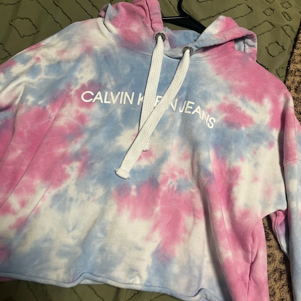 Calvin Klein Jeans Pink and Blue Hoodie